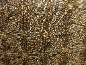 アンティーク　格子に幾何学模様織り出し本場村山泥大島紬着物